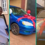 Man Buys Toyota Car For His Wife, Gives it To Her As Push Gift After Childbirth