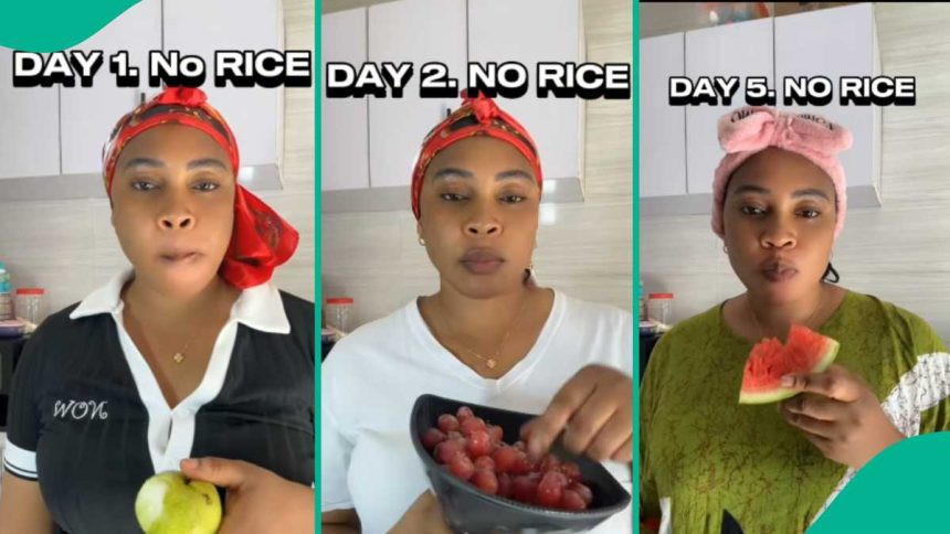 Lady Who Embarked No Rice Challenge Ends Up in Hospital After Surviving on Fruits Alone