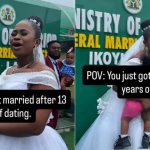 Lady celebrates as her man finally weds her after 13 years of dating