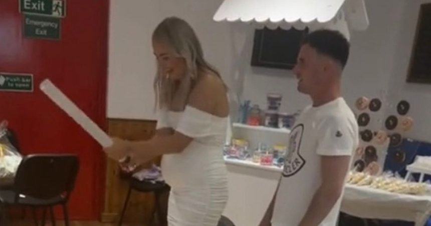 Bizarre moment Kira Cousins seen celebrating fake baby’s gender reveal with ‘dad’