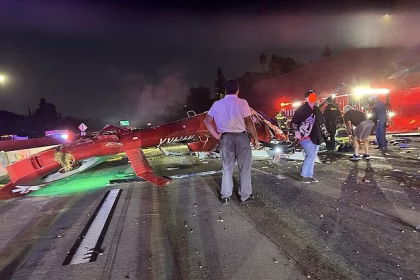 Multiple people critically injured in terrifying helicopter crash on freeway