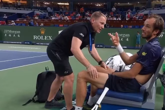 Bizarre moment Daniil Medvedev asks if a BALL GIRL can remove his sweaty shirt amid brutal heat in Shanghai – after rival tennis star asked organisers if they ‘want a player to DIE’ in ‘extreme’ conditions
