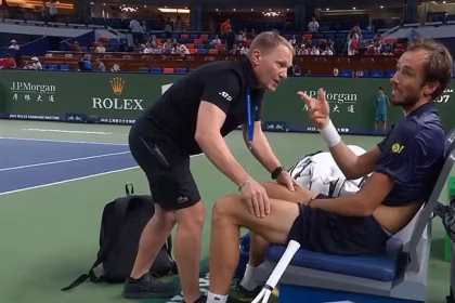Bizarre moment Daniil Medvedev asks if a BALL GIRL can remove his sweaty shirt amid brutal heat in Shanghai – after rival tennis star asked organisers if they ‘want a player to DIE’ in ‘extreme’ conditions
