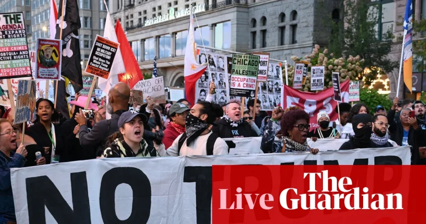 National guard troops ‘protecting’ ICE and other federal property in Chicago area – US politics live | US politics
