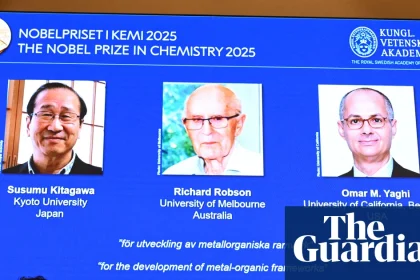 Nobel prize in chemistry awarded to scientists for work on porous materials | Nobel prizes