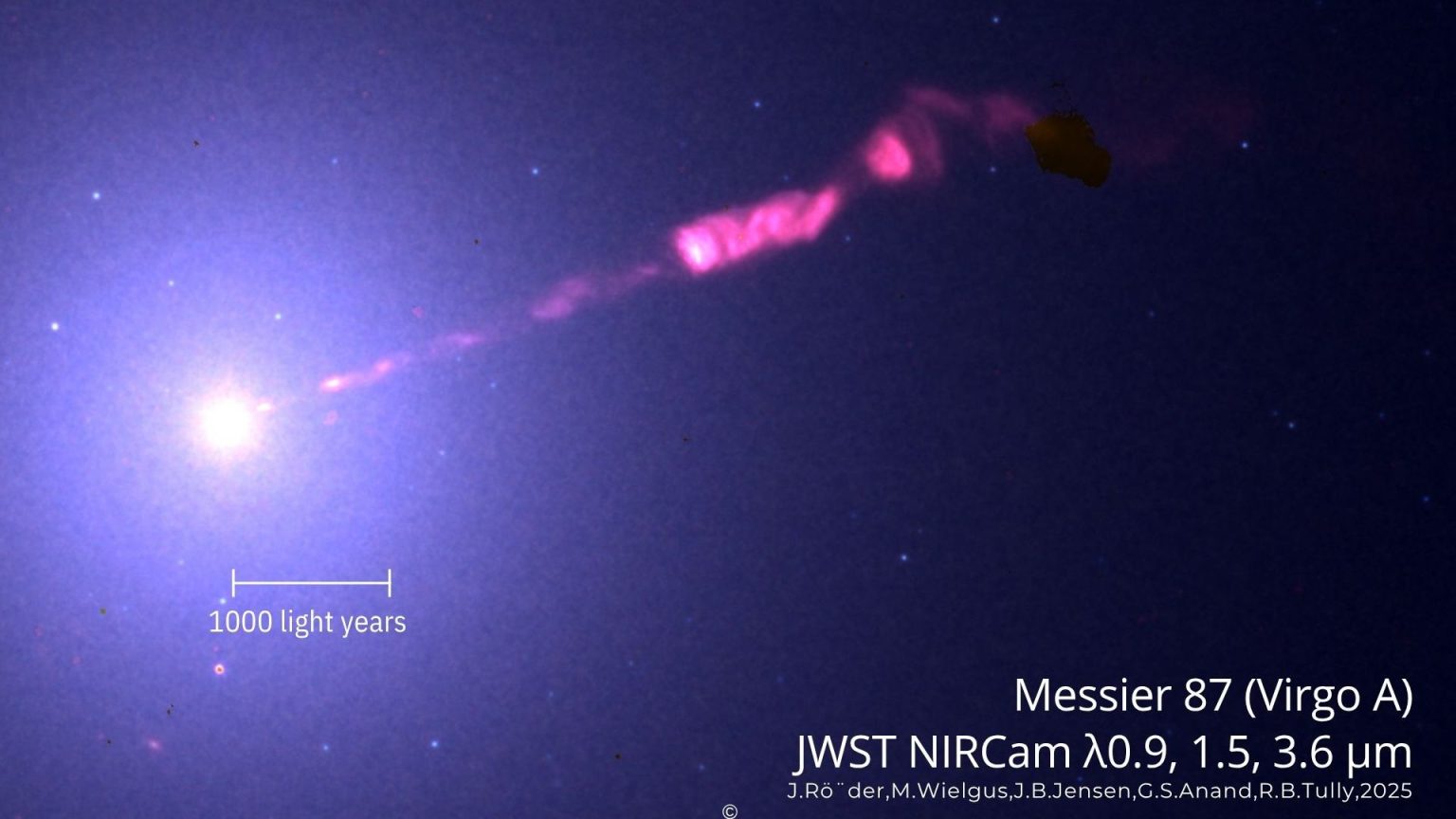 JWST captures clearest-ever image of M87 galaxy’s supermassive black hole jet