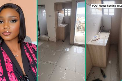 Lady Who Went House Hunting in Yaba Displays Apartment Agent Showed Her, Kitchen Size Generates Buzz