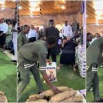 “Feed your flock” – Prophetess presents baggage of rice and yams to church members
