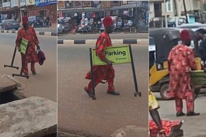 Old man takes away bank’s signage following visit