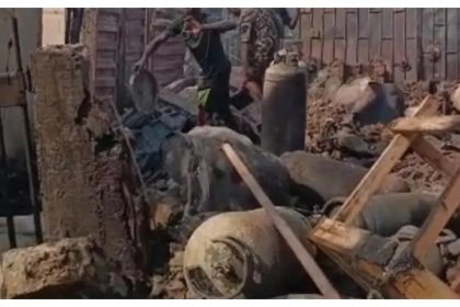 Gas explosion destroys several shops in Lagos