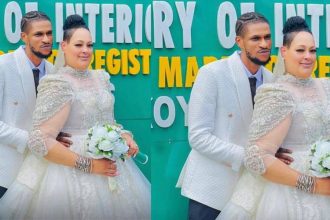 “He’s not going anywhere” – American woman celebrate 2 months wedding with her Nigerian husband