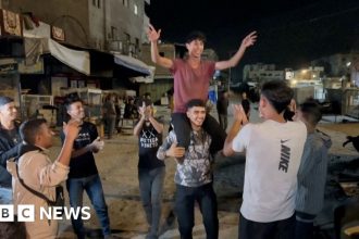 Scenes of celebration in Gaza after peace deal announcement