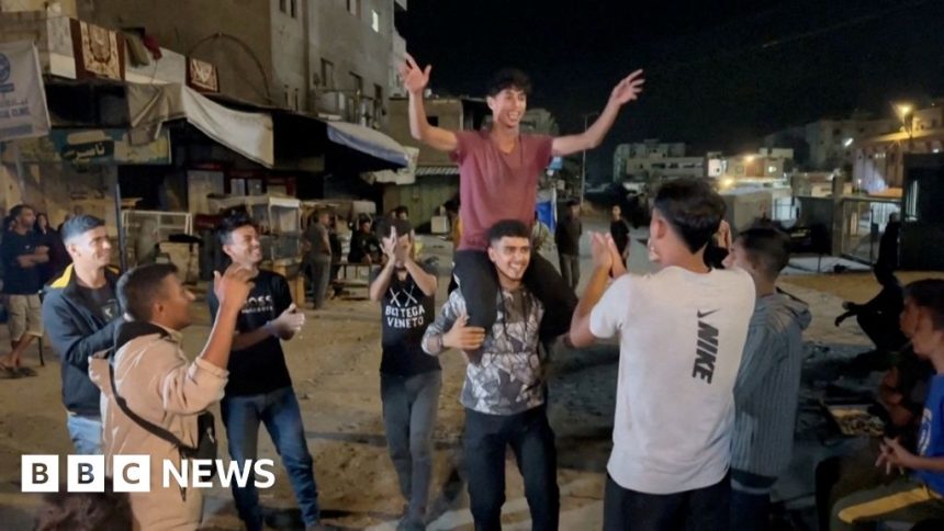 Scenes of celebration in Gaza after peace deal announcement