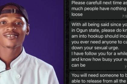 Nigerian Chef Shares DM From “Concerned Fan” Who Ended Up Shooting a Hookup Shot