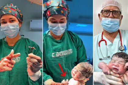 Baby born in Brazil goes viral after being pictured holding mother’s contraceptive coil