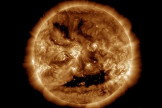 NASA spots a spooky face glowing on the sun just in time for Halloween (photo)