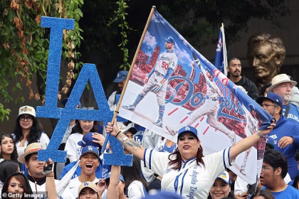 Thousands of fans line the streets of LA as Dodgers prepare for World Series trophy parade