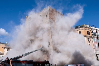Torre dei Conti: Worker trapped after medieval tower collapses during renovation work in Rome | World News