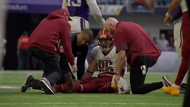 Gut-wrenching moment mic’d-up NFL star tells trainers ‘I don’t think I can get up’ after suffering career-threatening injury that left him in floods of tears