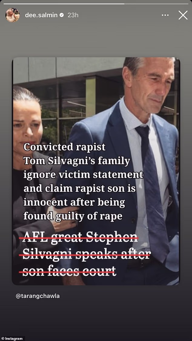 Ultra-woke Collingwood WAG shares scathing message about Carlton’s royal family over their son’s rape conviction – reigniting football’s biggest rivalry