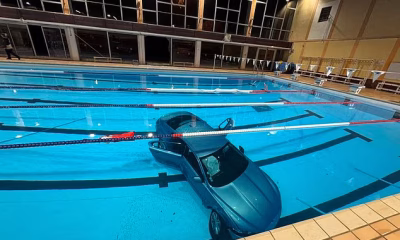 That’ll flood the engine! Mother drives her car into swimming pool with daughter, five, still inside after hitting accelerator instead of the brake