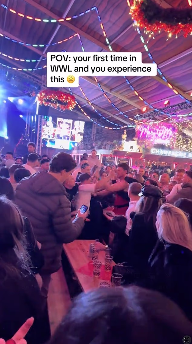 Moment vicious brawl breaks out at Winter Wonderland: Huge group of youths attack each other just weeks after woman punched unconscious in latest violence at festive funfair