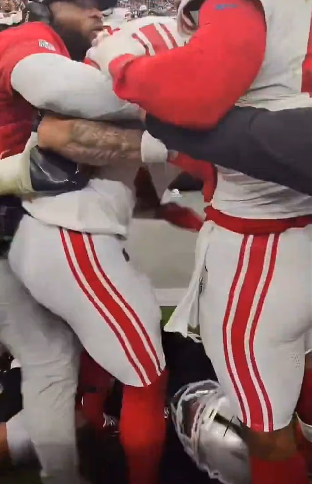 New York Giants star tries to stamp on Las Vegas Raiders man’s head in astonishing fight