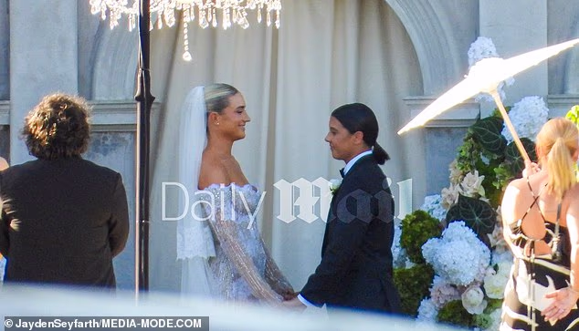 Sam Kerr and Kristie Mewis tie the knot in Aussie sport’s wedding of the year as Matildas stars stun in all-black outfits