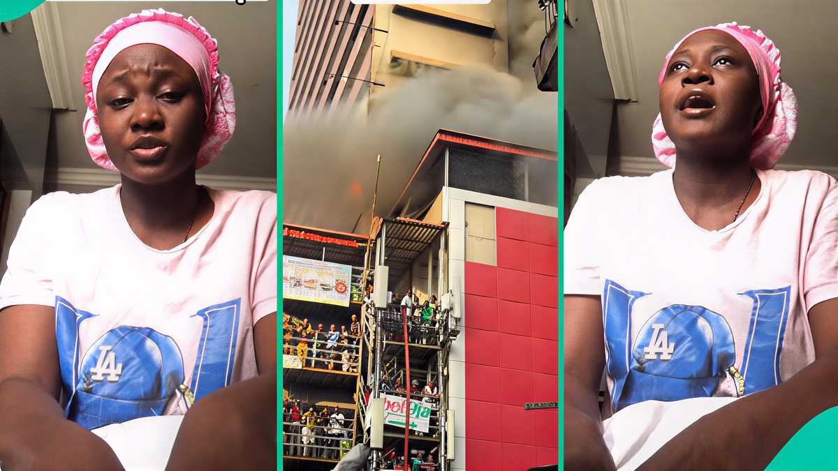 Great Nigeria Tower Fire: Lady Cries Out As Parents Lose Store to Flames, Worries Over Her Father