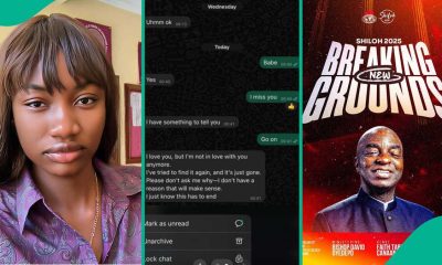 Lady Cries out, Shares Breakup Text She Got from Boyfriend Days after Urging Him to Join Shiloh