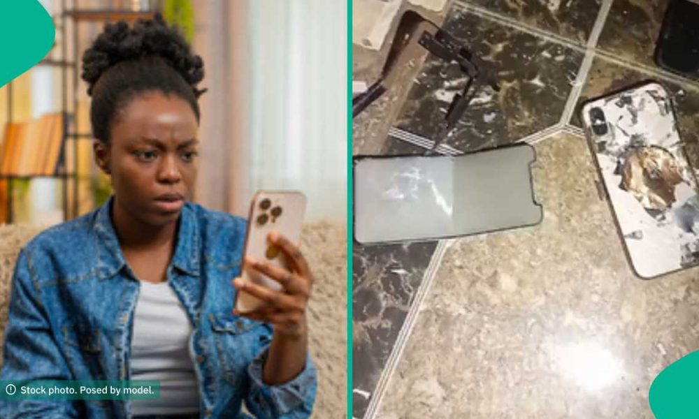 Lady in Tears As Her Mother Uses Sledge Harmer To Smash Her Phone, Reason Emerges