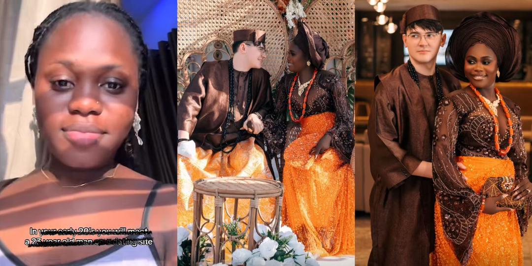 Lady marries young Oyinbo man she met online, names ‘dating site’ where she met him