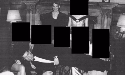 Andrew Mountbatten-Windsor pictured lying across five people in new Epstein files image
