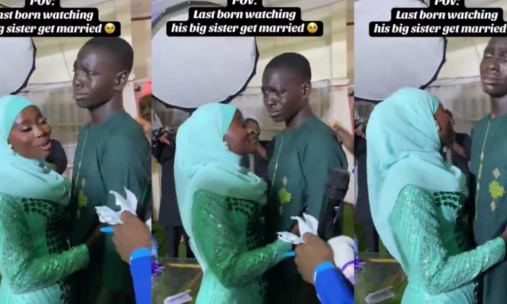 “Don’t go”– Last born cries uncontrollably as big sister gets married