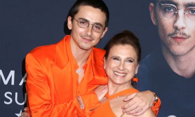 Timothée Chalamet Twins with His Mom in Orange at ‘Marty Supreme’ Premiere