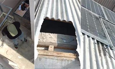 Solar installation goes wrong as installer breaks client’s roof, falls into toilet