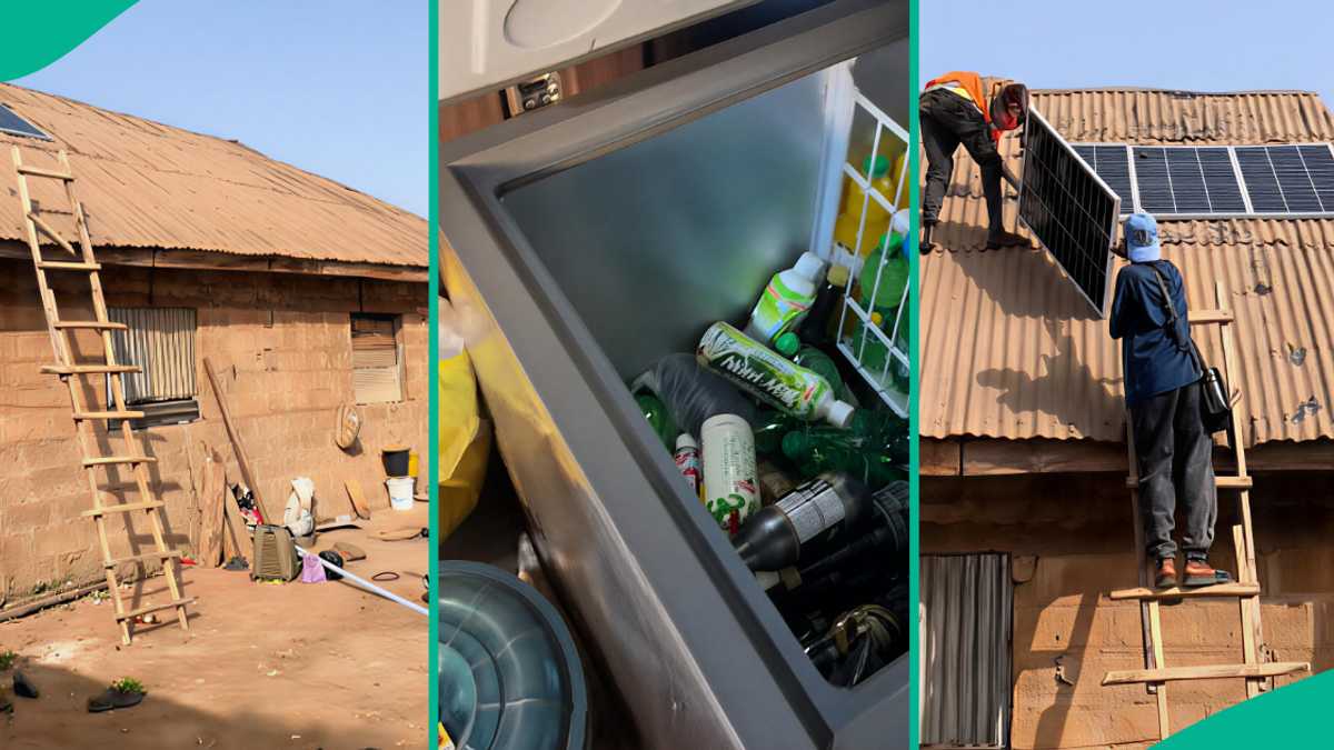 Nigerian Woman Selling Cold Drinks Installs Solar Panels on Old Roof to Power her Chest Freezer